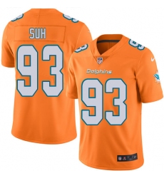 Men's Nike Miami Dolphins #93 Ndamukong Suh Elite Orange Rush Vapor Untouchable NFL Jersey