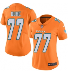 Women's Nike Miami Dolphins #77 Adam Joseph Duhe Limited Orange Rush Vapor Untouchable NFL Jersey