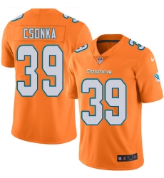 Men's Nike Miami Dolphins #39 Larry Csonka Elite Orange Rush Vapor Untouchable NFL Jersey