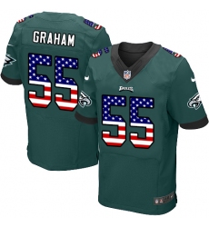 Men's Nike Philadelphia Eagles #55 Brandon Graham Midnight Green Home USA Flag Fashion NFL Jerseyy