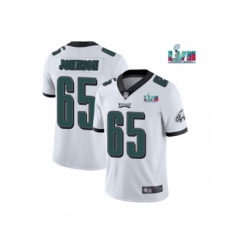 Men's Philadelphia Eagles #65 Lane Johnson White Super Bowl LVII Patch Vapor Untouchable Limited Stitched Jersey