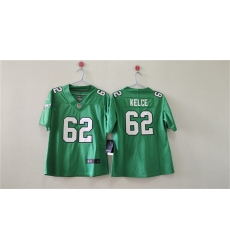 Women's Philadelphia Eagles #62 Jason Kelce Kelly Green Vapor Stitched Jersey(Run Small)