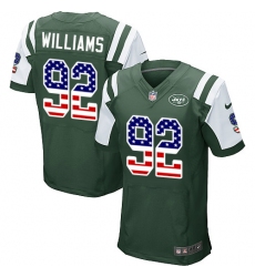 Men's Nike New York Jets #92 Leonard Williams Elite Green Home USA Flag Fashion NFL Jersey