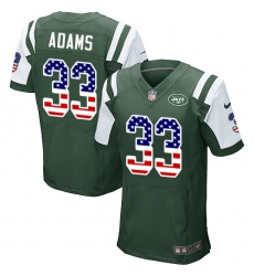 Men's Nike New York Jets #33 Jamal Adams Elite Green Home USA Flag Fashion NFL Jersey