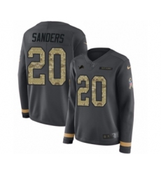 Women's Nike Detroit Lions #20 Barry Sanders Limited Black Salute to Service Therma Long Sleeve NFL Jersey