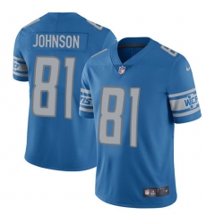 Men's Nike Detroit Lions #81 Calvin Johnson Limited Light Blue Team Color Vapor Untouchable NFL Jersey