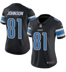 Women's Nike Detroit Lions #81 Calvin Johnson Limited Black Rush Vapor Untouchable NFL Jersey