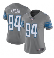 Women's Nike Detroit Lions #94 Ziggy Ansah Limited Steel Rush Vapor Untouchable NFL Jersey