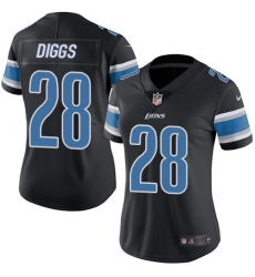 Women's Nike Detroit Lions #28 Quandre Diggs Limited Black Rush Vapor Untouchable NFL Jersey