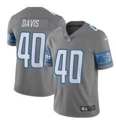 Men's Nike Detroit Lions #40 Jarrad Davis Limited Steel Rush Vapor Untouchable NFL Jersey