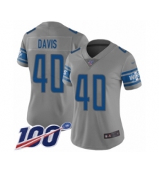 Women's Detroit Lions #40 Jarrad Davis Limited Gray Inverted Legend 100th Season Football Jersey