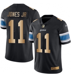 Men's Nike Detroit Lions #11 Marvin Jones Jr Limited Black/Gold Rush NFL Jersey