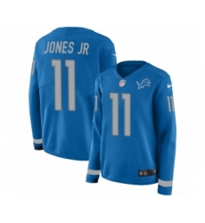 Women's Nike Detroit Lions #11 Marvin Jones Jr Limited Blue Therma Long Sleeve NFL Jersey