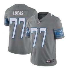 Men's Nike Detroit Lions #77 Cornelius Lucas Limited Steel Rush Vapor Untouchable NFL Jersey