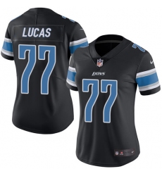 Women's Nike Detroit Lions #77 Cornelius Lucas Limited Black Rush Vapor Untouchable NFL Jersey