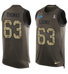 Men's Nike Detroit Lions #63 Brandon Thomas Limited Green Salute to Service Tank Top NFL Jersey