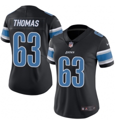 Women's Nike Detroit Lions #63 Brandon Thomas Limited Black Rush Vapor Untouchable NFL Jersey