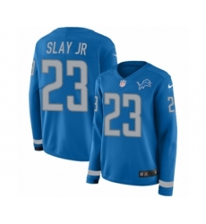 Women's Nike Detroit Lions #23 Darius Slay Limited Blue Therma Long Sleeve NFL Jersey
