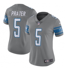 Women's Nike Detroit Lions #5 Matt Prater Limited Steel Rush Vapor Untouchable NFL Jersey