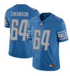 Men's Nike Detroit Lions #64 Travis Swanson Limited Light Blue Team Color Vapor Untouchable NFL Jersey