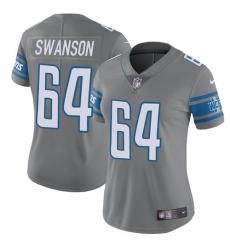 Women's Nike Detroit Lions #64 Travis Swanson Limited Steel Rush Vapor Untouchable NFL Jersey