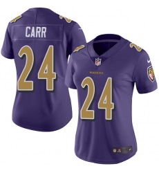 Women's Nike Baltimore Ravens #24 Brandon Carr Limited Purple Rush Vapor Untouchable NFL Jersey