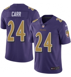 Youth Nike Baltimore Ravens #24 Brandon Carr Limited Purple Rush Vapor Untouchable NFL Jersey