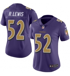 Women's Nike Baltimore Ravens #52 Ray Lewis Limited Purple Rush Vapor Untouchable NFL Jersey