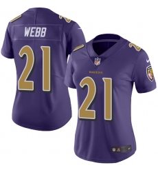 Women's Nike Baltimore Ravens #21 Lardarius Webb Limited Purple Rush Vapor Untouchable NFL Jersey