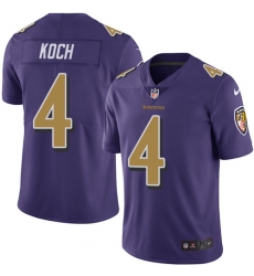 Men's Nike Baltimore Ravens #4 Sam Koch Limited Purple Rush Vapor Untouchable NFL Jersey