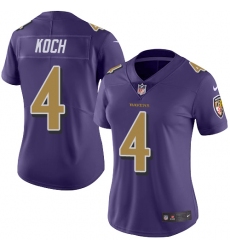 Women's Nike Baltimore Ravens #4 Sam Koch Limited Purple Rush Vapor Untouchable NFL Jersey