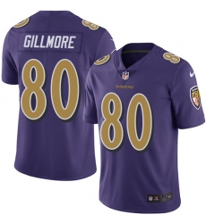 Men's Nike Baltimore Ravens #80 Crockett Gillmore Limited Purple Rush Vapor Untouchable NFL Jersey