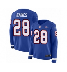 Women's Nike Buffalo Bills #73 Dion Dawkins Limited Royal Blue Therma Long Sleeve NFL Jersey