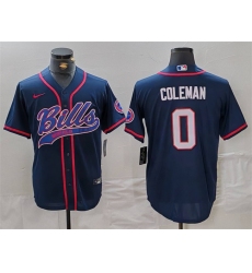 Men's Buffalo Bills #0 Keon Coleman Navy With Cool Base Stitched Baseball Jersey