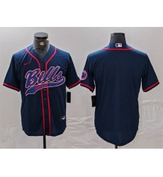 Men's Buffalo Bills Blank Navy With Cool Base Stitched Baseball Jersey