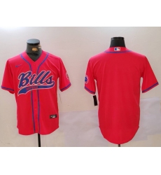 Men's Buffalo Bills Red Team Blank Cool Base Stitched Baseball Jersey