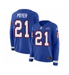 Women's Nike Buffalo Bills #21 Jordan Poyer Limited Royal Blue Therma Long Sleeve NFL Jersey