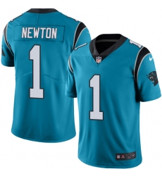 Men's Nike Carolina Panthers #1 Cam Newton Limited Blue Rush Vapor Untouchable NFL Jersey