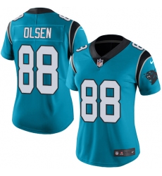 Women's Nike Carolina Panthers #88 Greg Olsen Limited Blue Rush Vapor Untouchable NFL Jersey