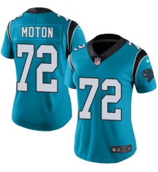 Women's Nike Carolina Panthers #72 Taylor Moton Limited Blue Rush Vapor Untouchable NFL Jersey