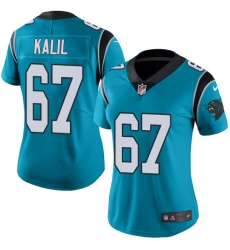 Women's Nike Carolina Panthers #67 Ryan Kalil Limited Blue Rush Vapor Untouchable NFL Jersey