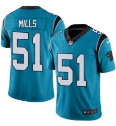 Men's Nike Carolina Panthers #51 Sam Mills Limited Blue Rush Vapor Untouchable NFL Jersey