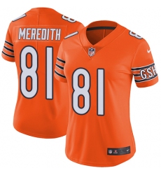 Women's Nike Chicago Bears #81 Cameron Meredith Limited Orange Rush Vapor Untouchable NFL Jersey