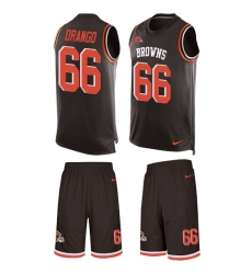 Men's Nike Cleveland Browns #66 Spencer Drango Limited Brown Tank Top Suit NFL Jersey