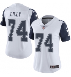 Women's Nike Dallas Cowboys #74 Bob Lilly Limited White Rush Vapor Untouchable NFL Jersey