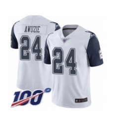 Men's Dallas Cowboys #24 Chidobe Awuzie Limited White Rush Vapor Untouchable 100th Season Football Jersey