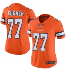 Women's Nike Denver Broncos #77 Billy Turner Limited Orange Rush Vapor Untouchable NFL Jersey