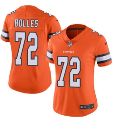 Women's Nike Denver Broncos #72 Garett Bolles Limited Orange Rush Vapor Untouchable NFL Jersey