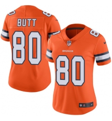 Women's Nike Denver Broncos #80 Jake Butt Limited Orange Rush Vapor Untouchable NFL Jersey