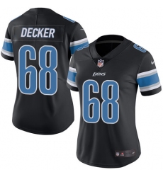 Women's Nike Detroit Lions #68 Taylor Decker Limited Black Rush Vapor Untouchable NFL Jersey